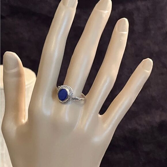 Artesian Crafted Lapis Lazuli Solitaire Ring In Sterling Silver Sz 9 - Picture 7 of 10